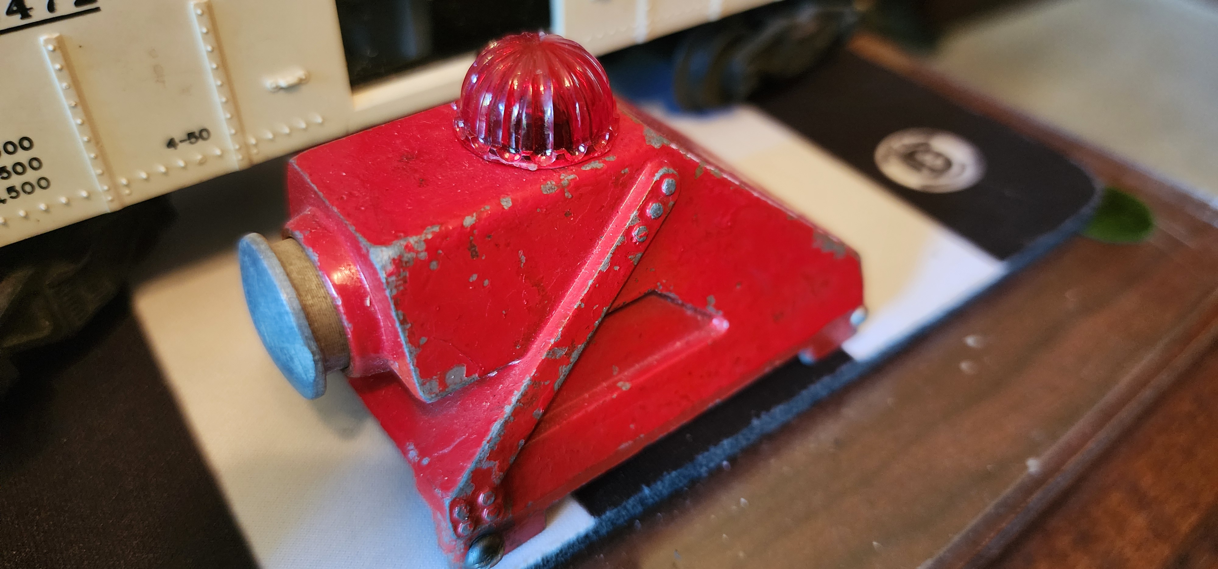 Vintage Red Metal Signal Flasher with Lens